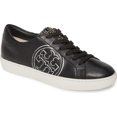 Tory Burch Embellished Logo Sneaker- Black