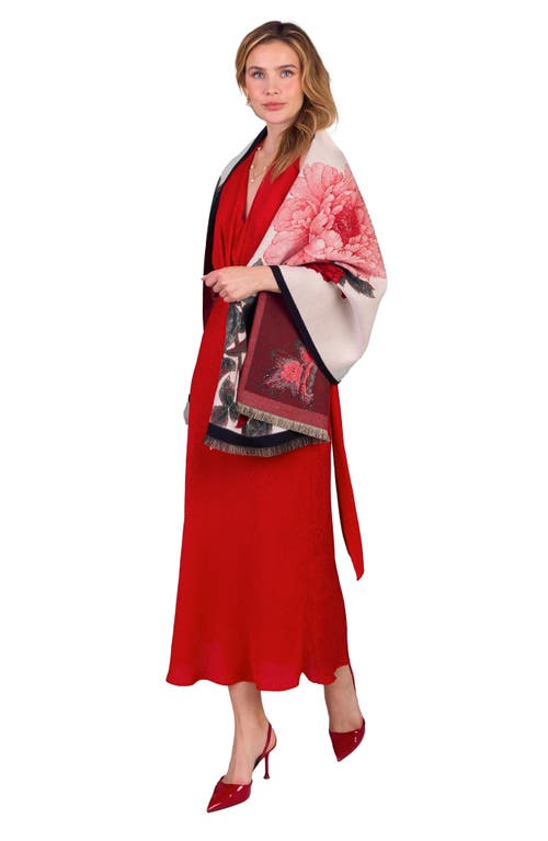 Saachi Floral Reversible Scarf In Medium Beige