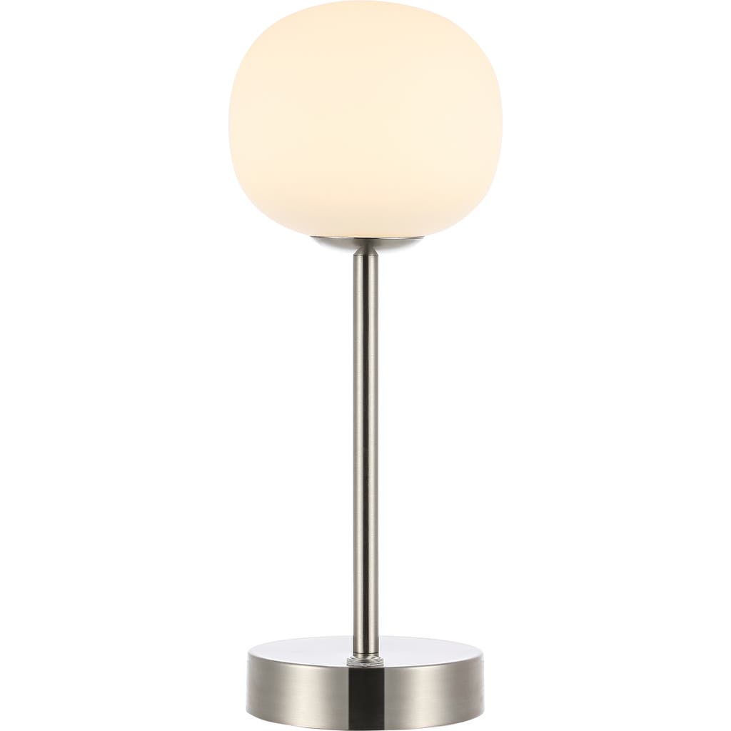 Jonathan Y Natalia Modern Minimalist Iron Rechargeable Integrated Portable Led Table Lamp In Nickel
