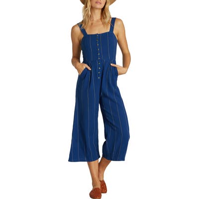 Billabong Paint The Town Crop Jumpsuit, Blue
