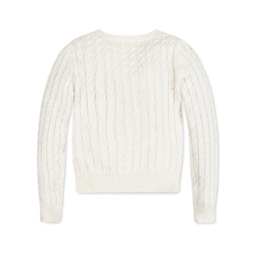 Shop Hope & Henry Girls' Organic Classic Cable Cardigan, Kids In Soft White Cable