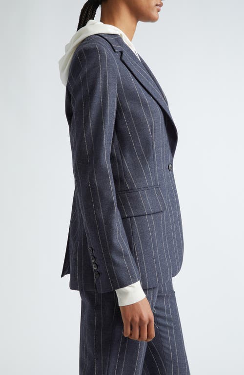 Shop Eleventy Pinstripe One-button Blazer In Navy