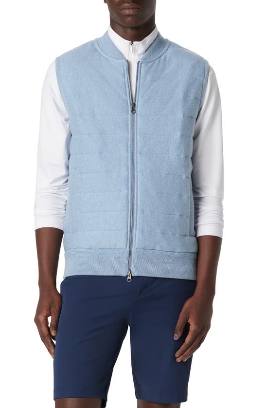 Shop Bugatchi Cotton Zip-up Sweater Vest In Air Blue