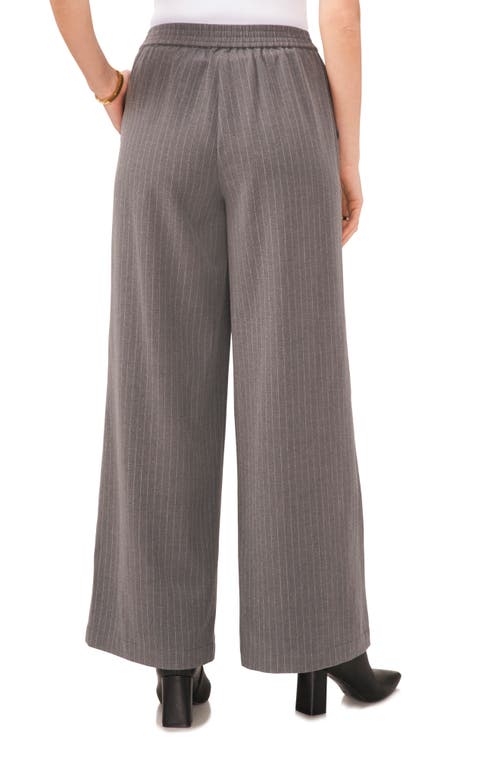 Shop Vince Camuto Pinstripe Wide Leg Pants In Steel Heather