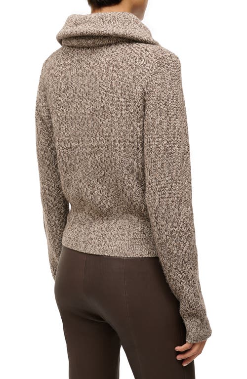 Shop Staud Christopher Marled Wool Blend Collared Sweater In Mocha Melange