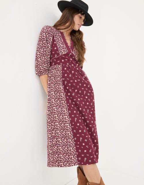 Shop Fatface Kelly Wild Ditsy Midi Dress In Dark Red