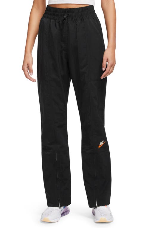 City Utility Zip Cuff Track Pants in Black/Black/Safety Orange