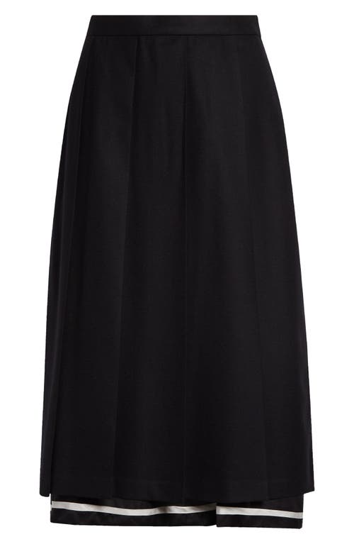 Shop Undercover Pleated Stripe Underlay Wool Blend Skirt In Black