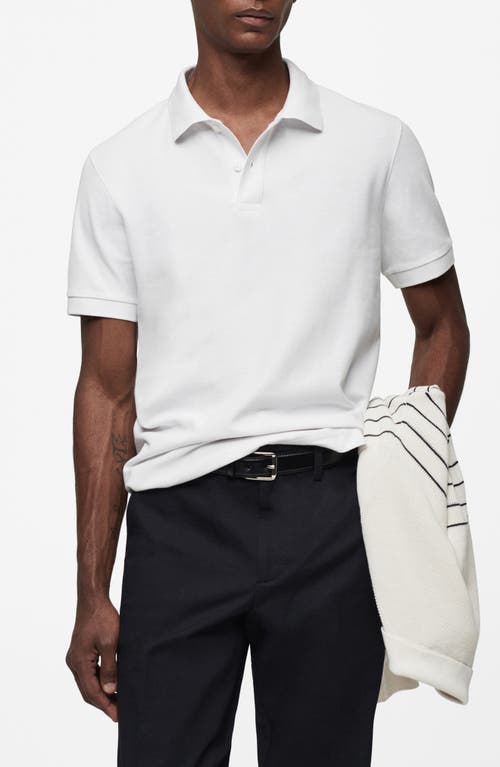 MANGO Cotton Piqué Polo in White 