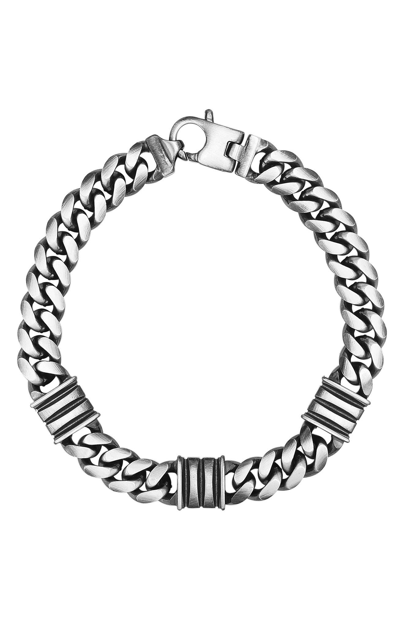 Karat Rush Sterling Silver Gunmetal-tone Italian Matte Curb Bracelet