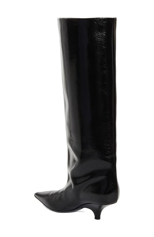 Shop Totême Toteme Pointed Toe Knee High Kitten Heel Boot In Black