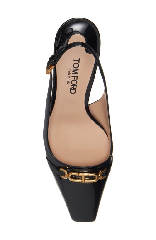 Tom Ford Black Slingback Pumps With T Logo Detail In Patent Leather Woman In Black