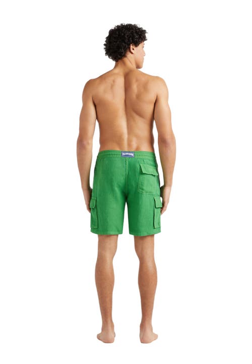 Vilebrequin Solid Linen Bermuda Short In Jungle