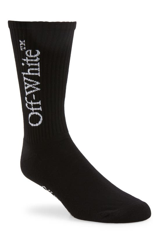 Off-white Bookish Logo Mid Calf Socks In Black White