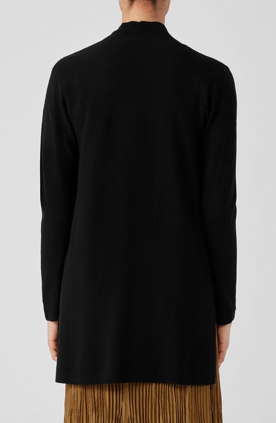 Shop Eileen Fisher Long Organic Linen & Organic Cotton Cardigan In Black