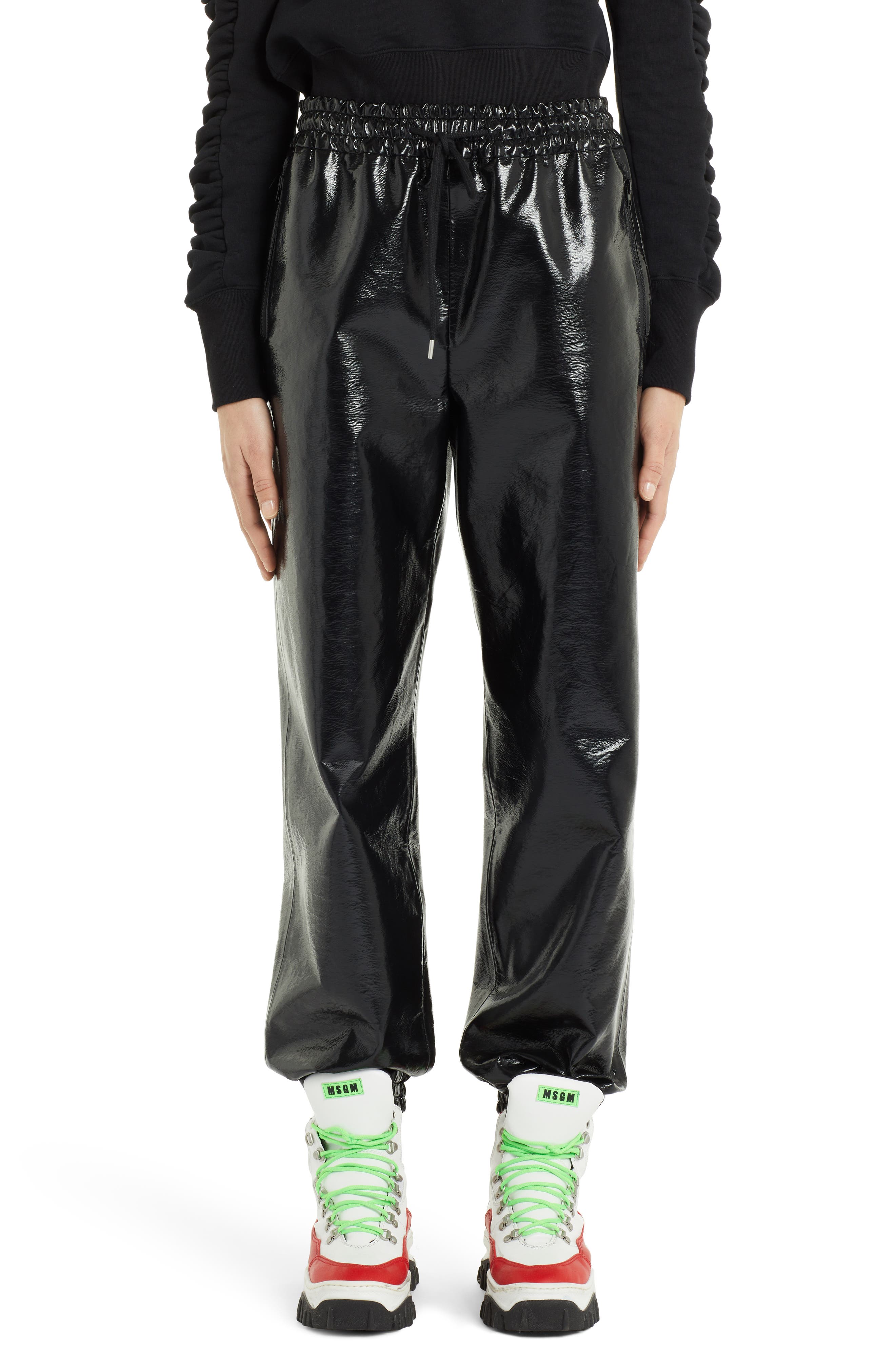 Patent leather joggers Clearance