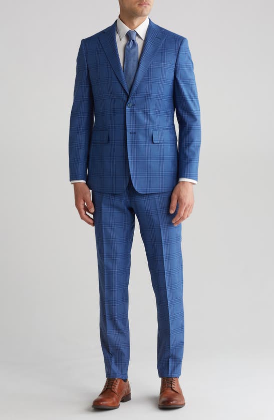 Shop English Laundry Plaid Trim Fit Two-piece Suit In Blue