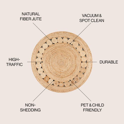 Jonathan Y Dahlia Round Natural Jute Boho Circle Natural Round Area Rug In Natural