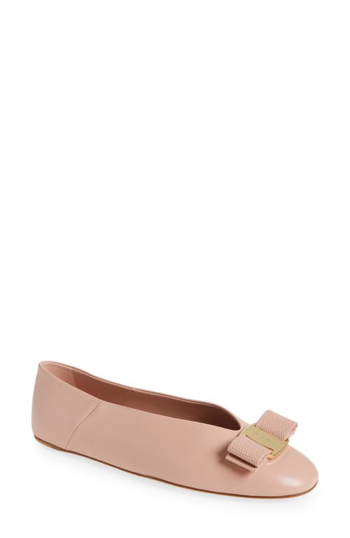 Shop Ferragamo Vanna Bow Ballet Flat In Rose