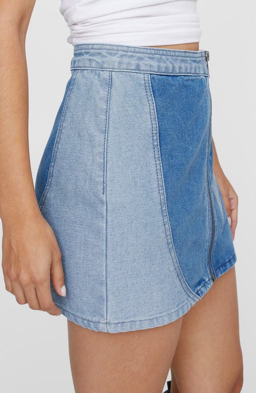 Shop Nasty Gal Palm Cutwork Front Zip Denim Skirt In Authentic Midwash