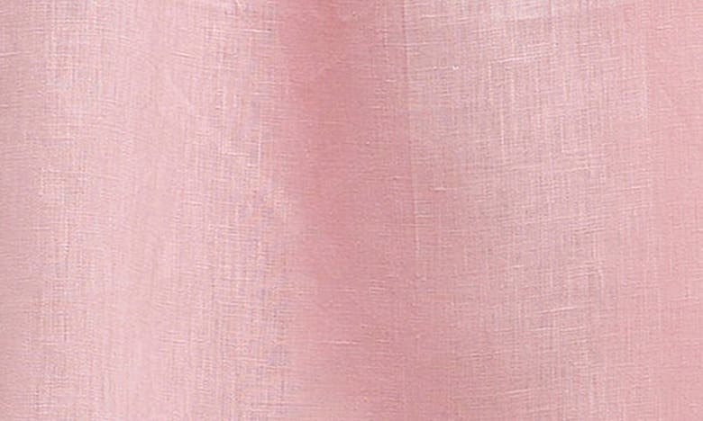 Shop English Factory Puff Sleeve Button Front Linen Dress In Pink