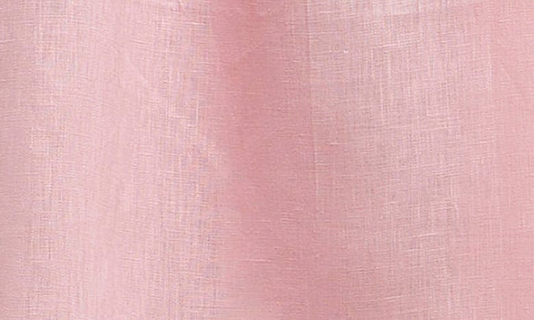English Factory Puff Sleeve Button Front Linen Dress In Pink