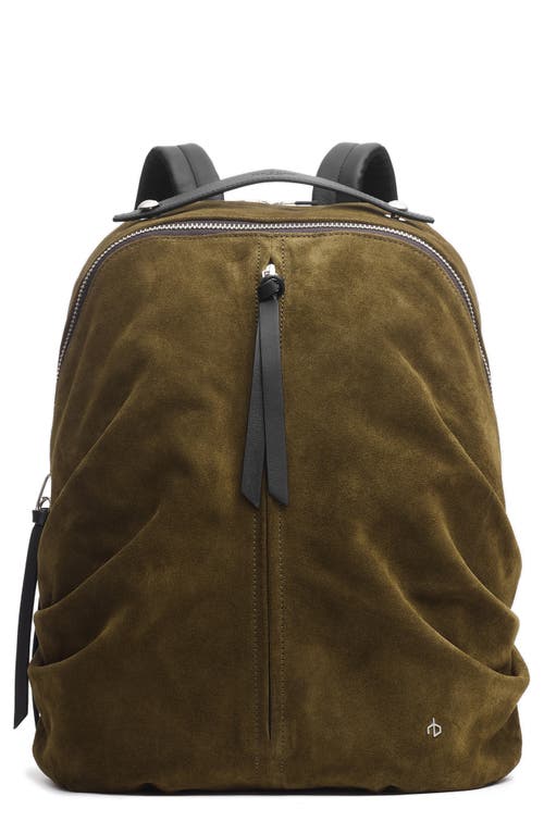 rag & bone Leather Commuter Backpack in Olive Nght Suede