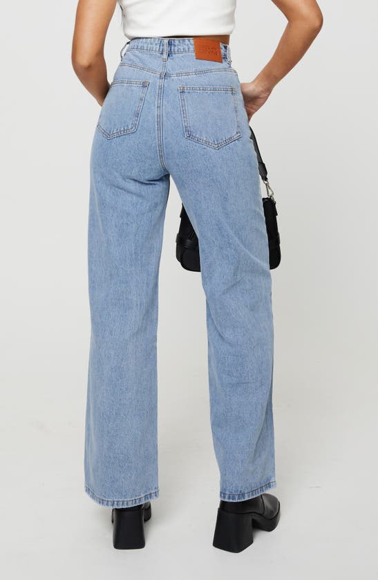 Shop Princess Polly Nicolo High Waist Straight Leg Jeans In Blue