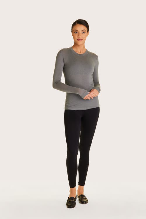 Washable Cashmere Long Sleeve Crewneck in Charcoal