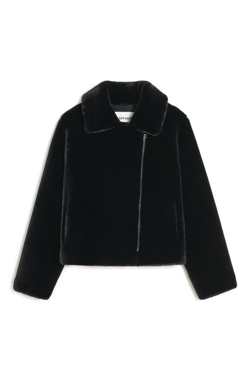 Shop Apparis Dahlia Pluche™ Faux Fur Moto Jacket In Noir