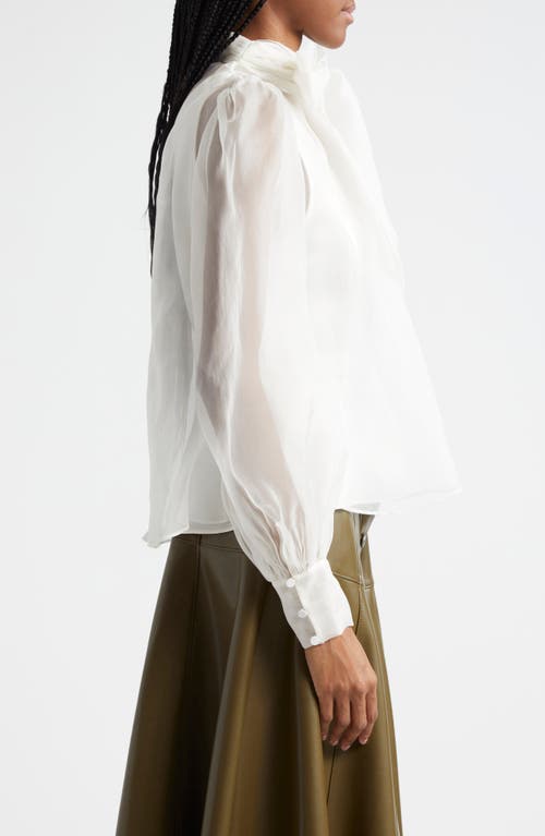 Shop Cinq À Sept Reo Tie Neck Silk Shirt In Ivory