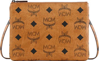 MCM Klassik Brand-print Coated-canvas Cross-body Bag in White for Men