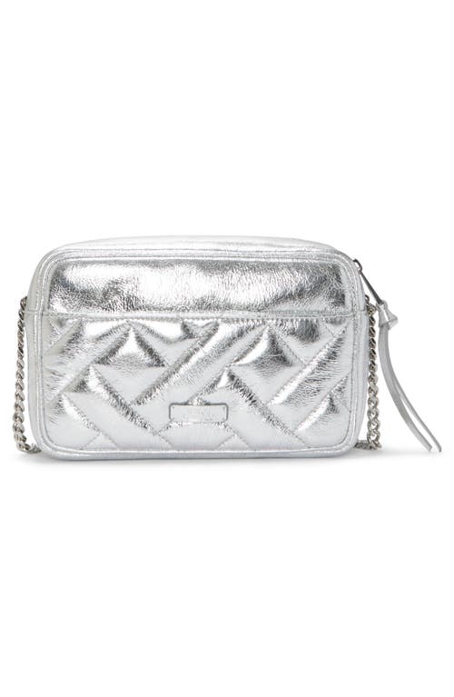 Shop Vince Camuto Kisho Quilted Leather Crossbody Bag In Metallic Silver