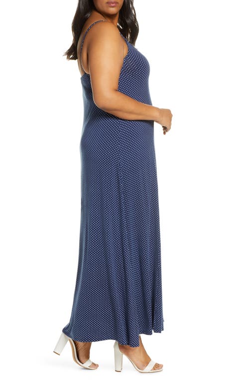 Shop Loveappella Loveapella Maxi Slipdress In Navy/ivory