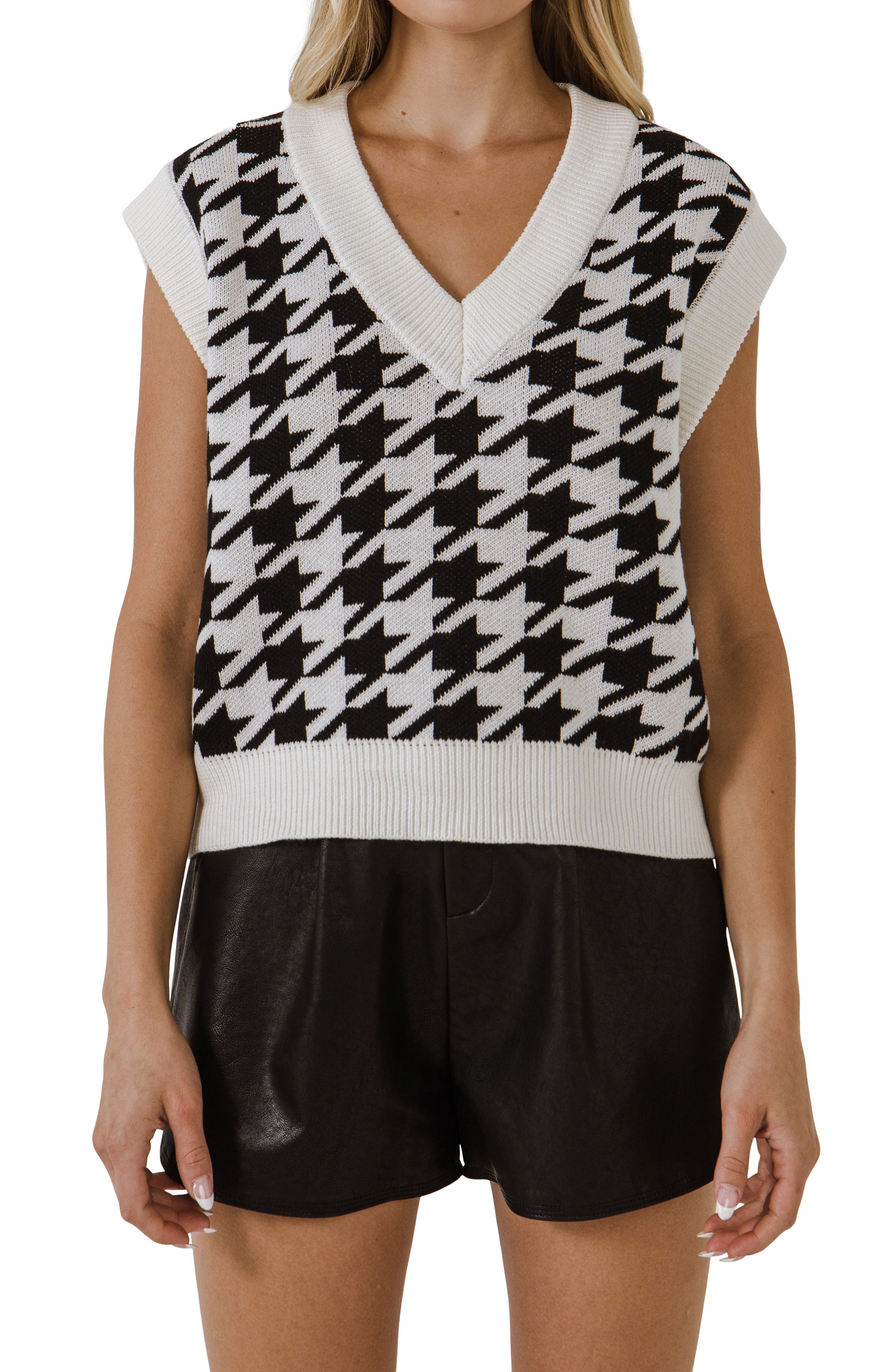 Endless Rose Houndstooth Sweater Vest 