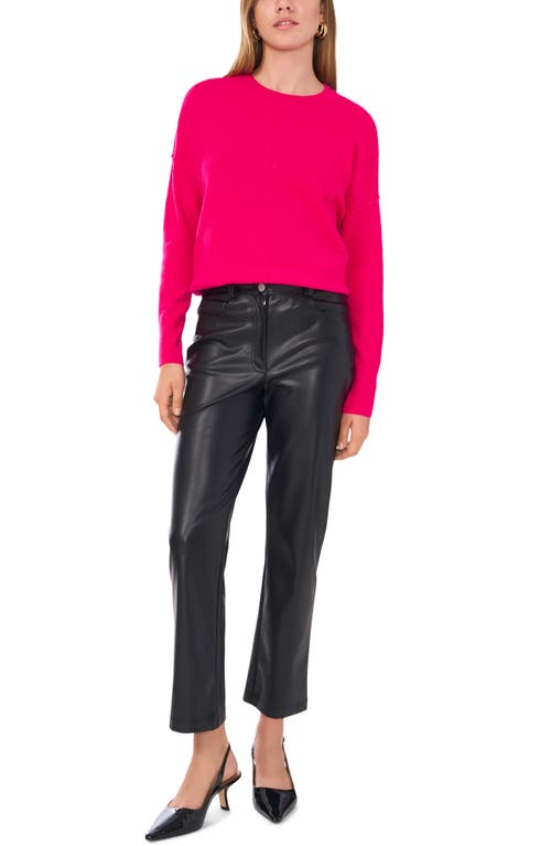 Shop Vince Camuto Exposed Seam Crewneck Sweater In Electric Pink