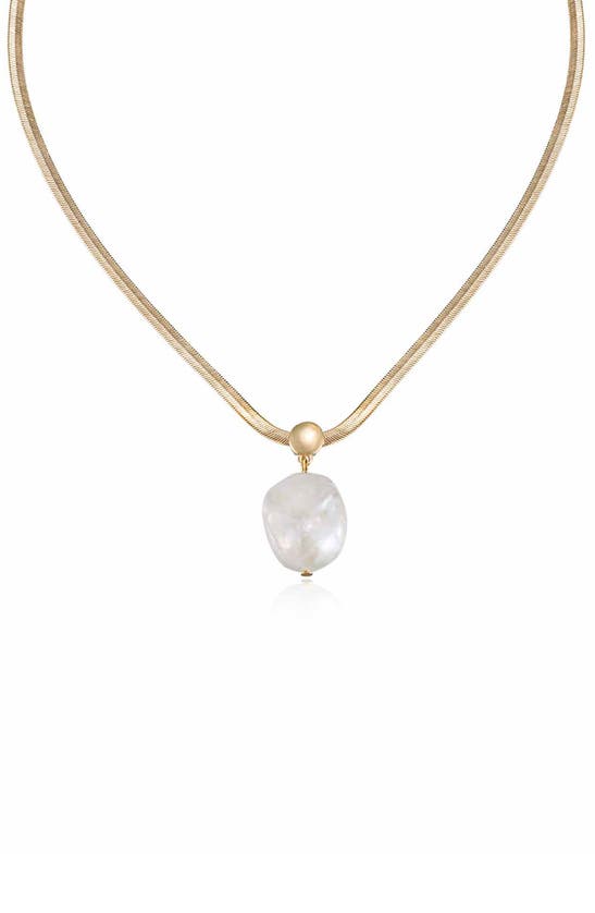 Shop Ettika Cultured Baroque Pearl Pendant Necklace In Gold