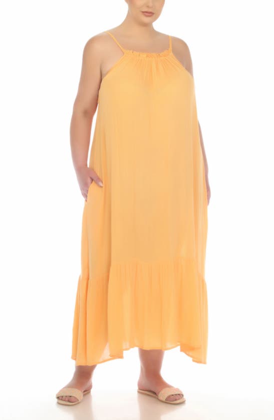 Shop Boho Me Deep Back Ruffle Hem Dress In Mango