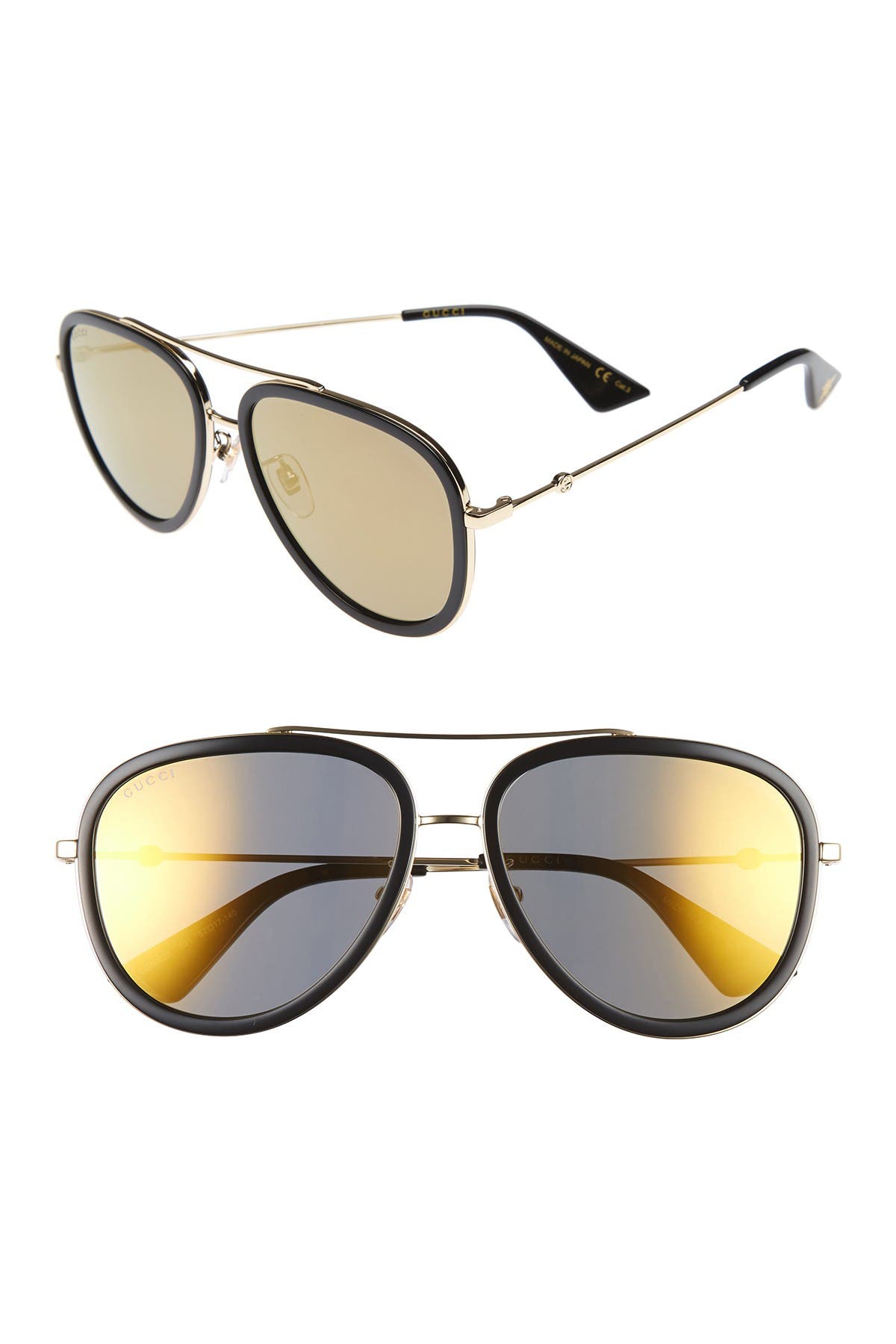 gucci 57mm aviator sunglasses
