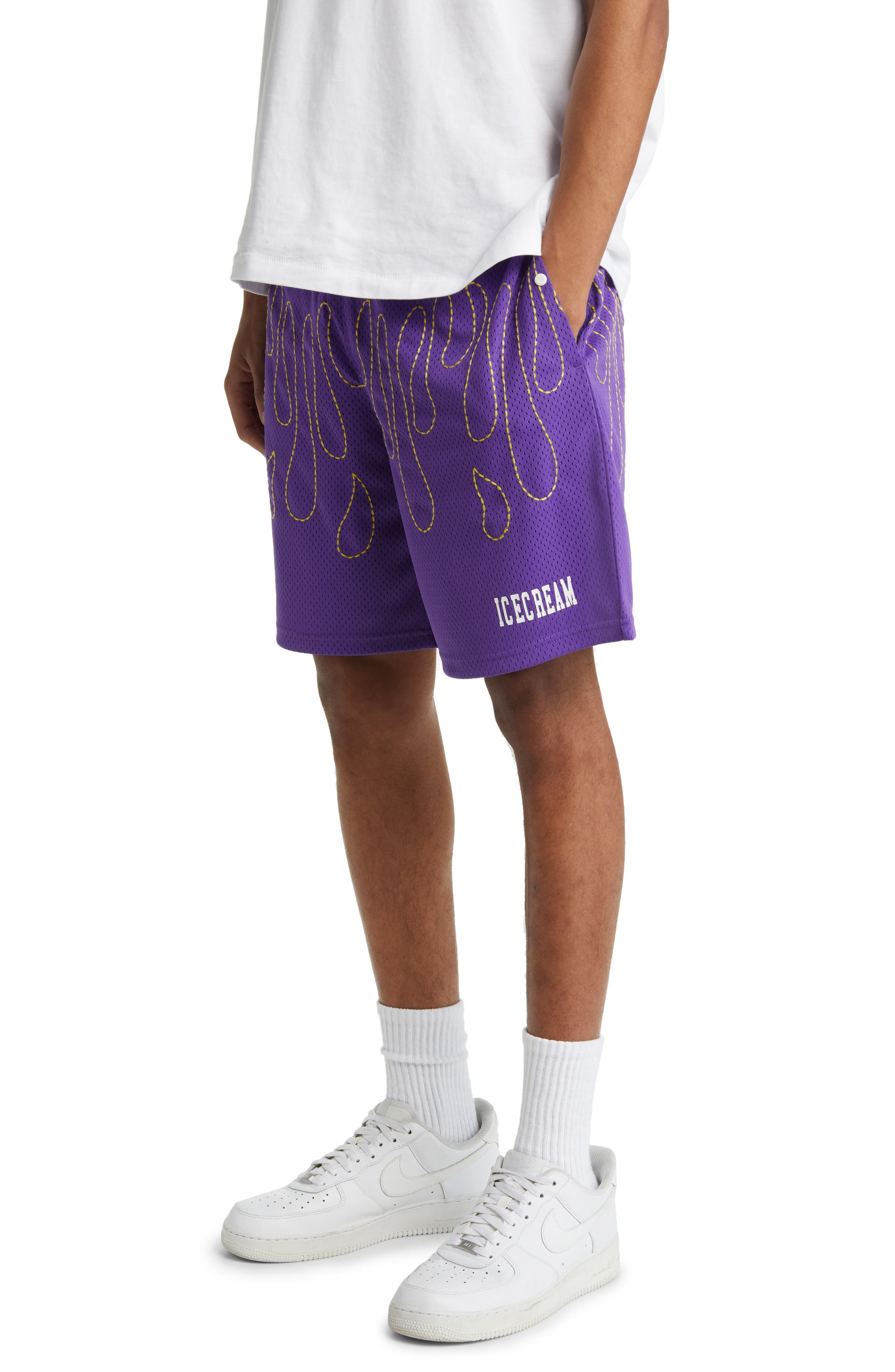 ICE CREAM Pineapple Mesh Basketball Shorts in Prism Viol | Smart
