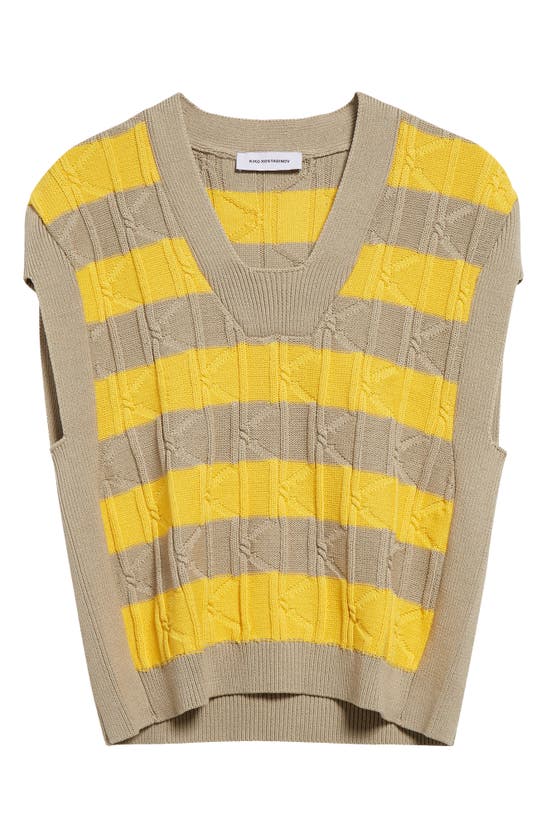 Shop Kiko Kostadinov Merli Stripe Cotton Cable Sweater Vest In Beige / Yellow