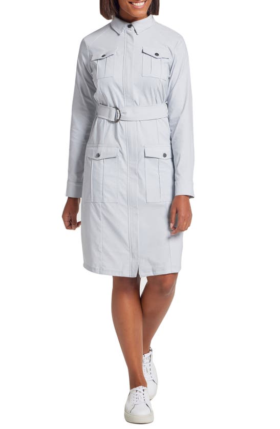 Anatomie Tia Long Sleeve Belted Button-up Dress In Cloud
