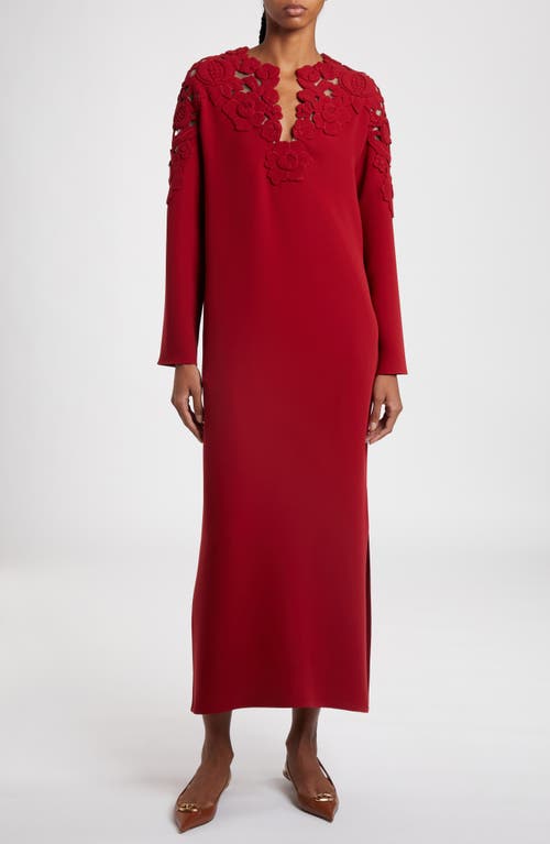 Valentino Garavani Floral Appliqué Long Sleeve Silk Dress Merlara at Nordstrom, Us