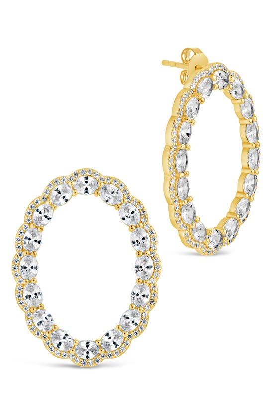 Sterling Forever Rosario Cz Front Hoop Earrings In Gold