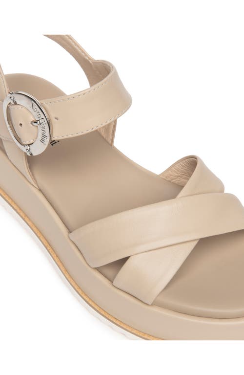 Shop Nerogiardini Ankle Strap Platform Sandal In Beige/khaki