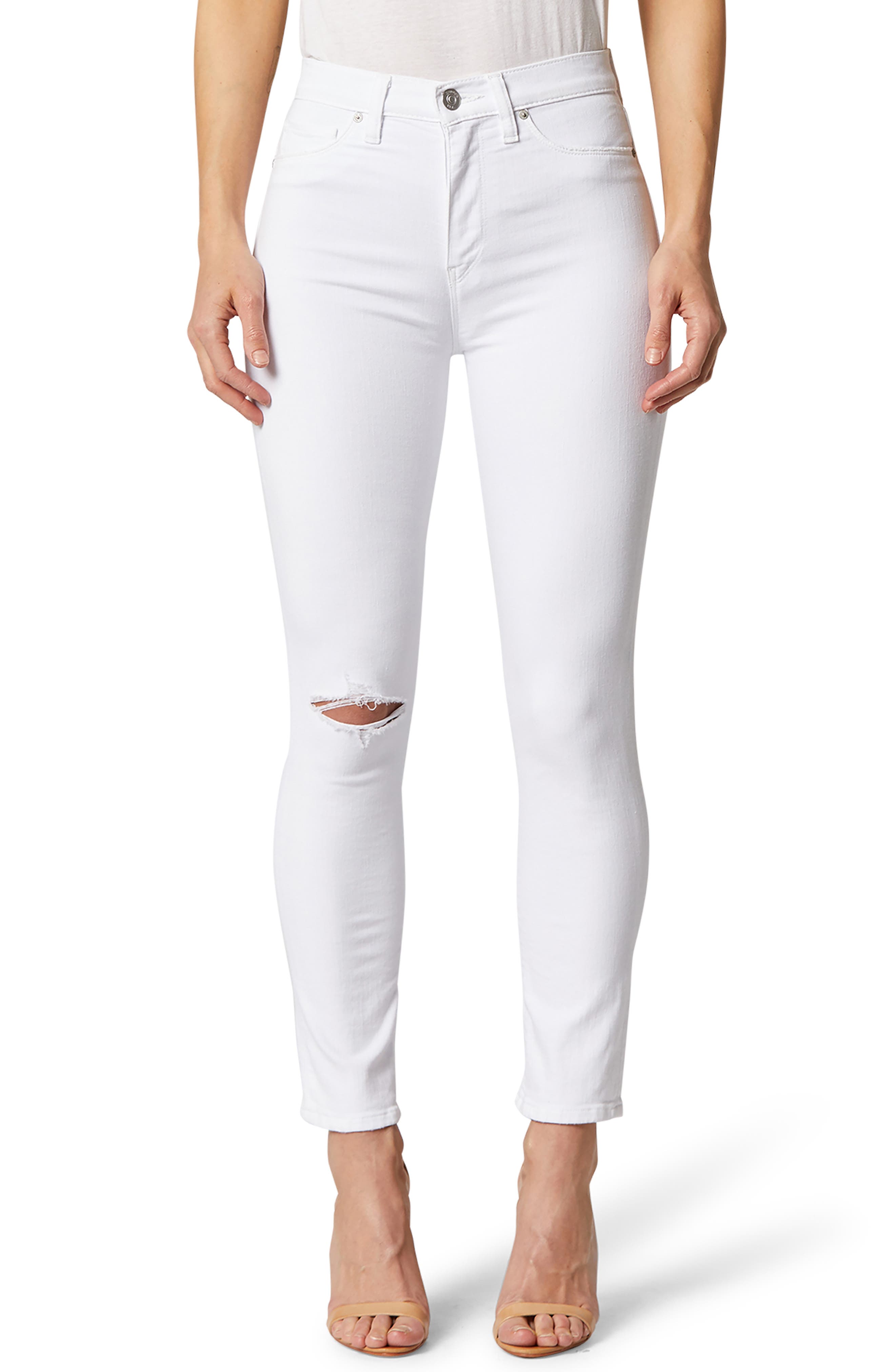 white high waisted ripped skinny jeans