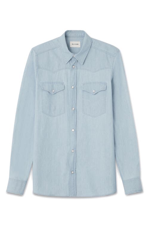Cotton Chambray Western Shirt in Pale Blue