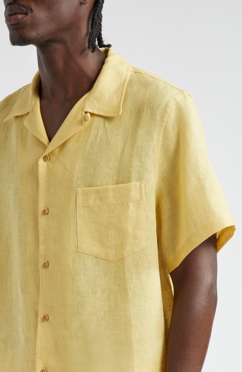 Shop De Bonne Facture Linen Camp Shirt In Pomegranate Yellow