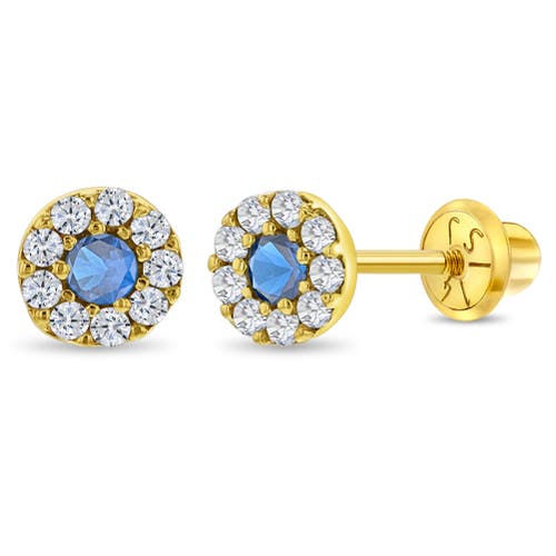 In Season Jewelry 14k Round Cubic Zirconia Burst Earrings In Blue