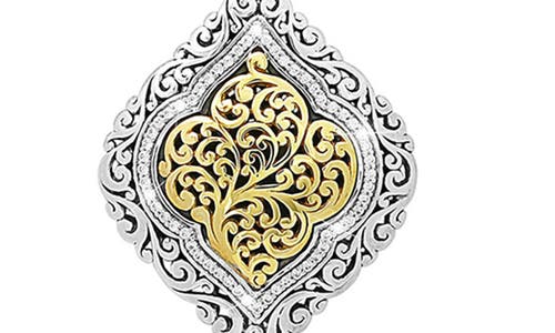 Shop Lois Hill 18k Gold & Sterling Silver Diamond Filigree Pendant Necklace In Gold/silver